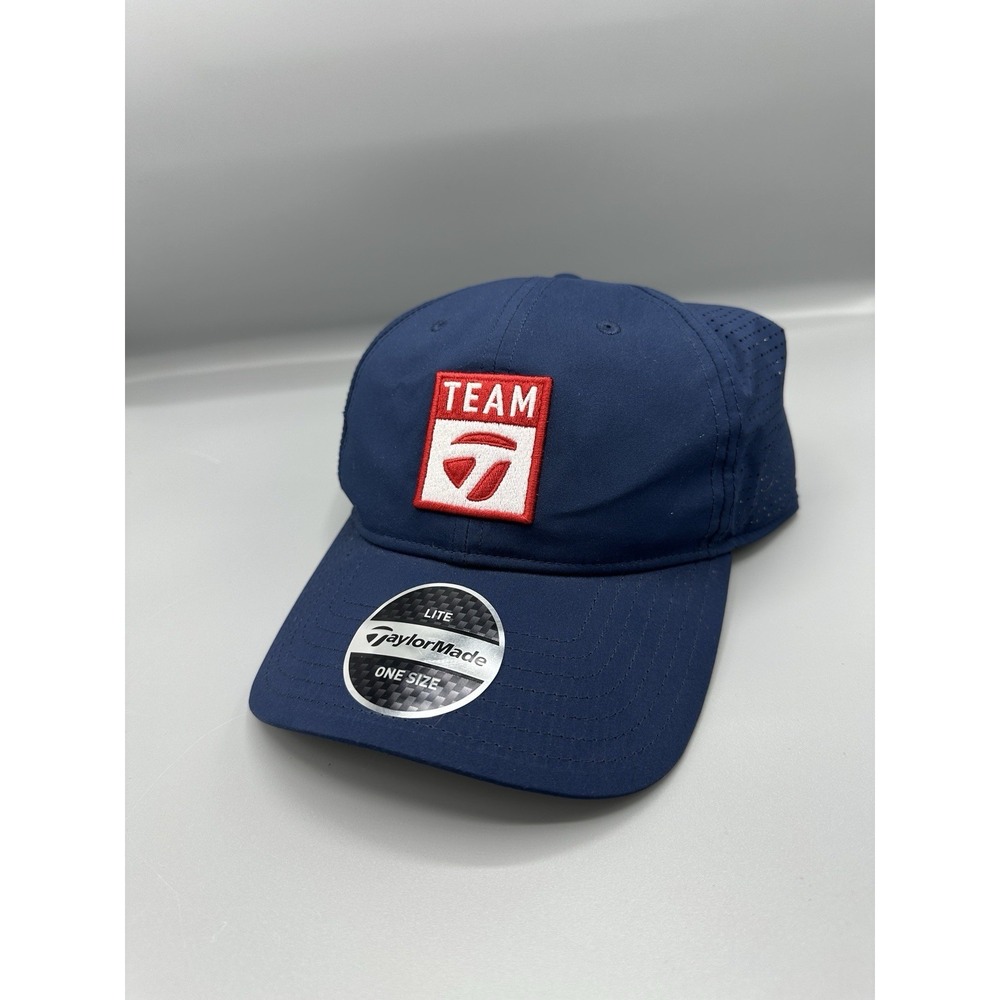 RARE NEW Taylormade Team Staff Tour Issue Navy Blue Adjustable Golf Hat Red Logo